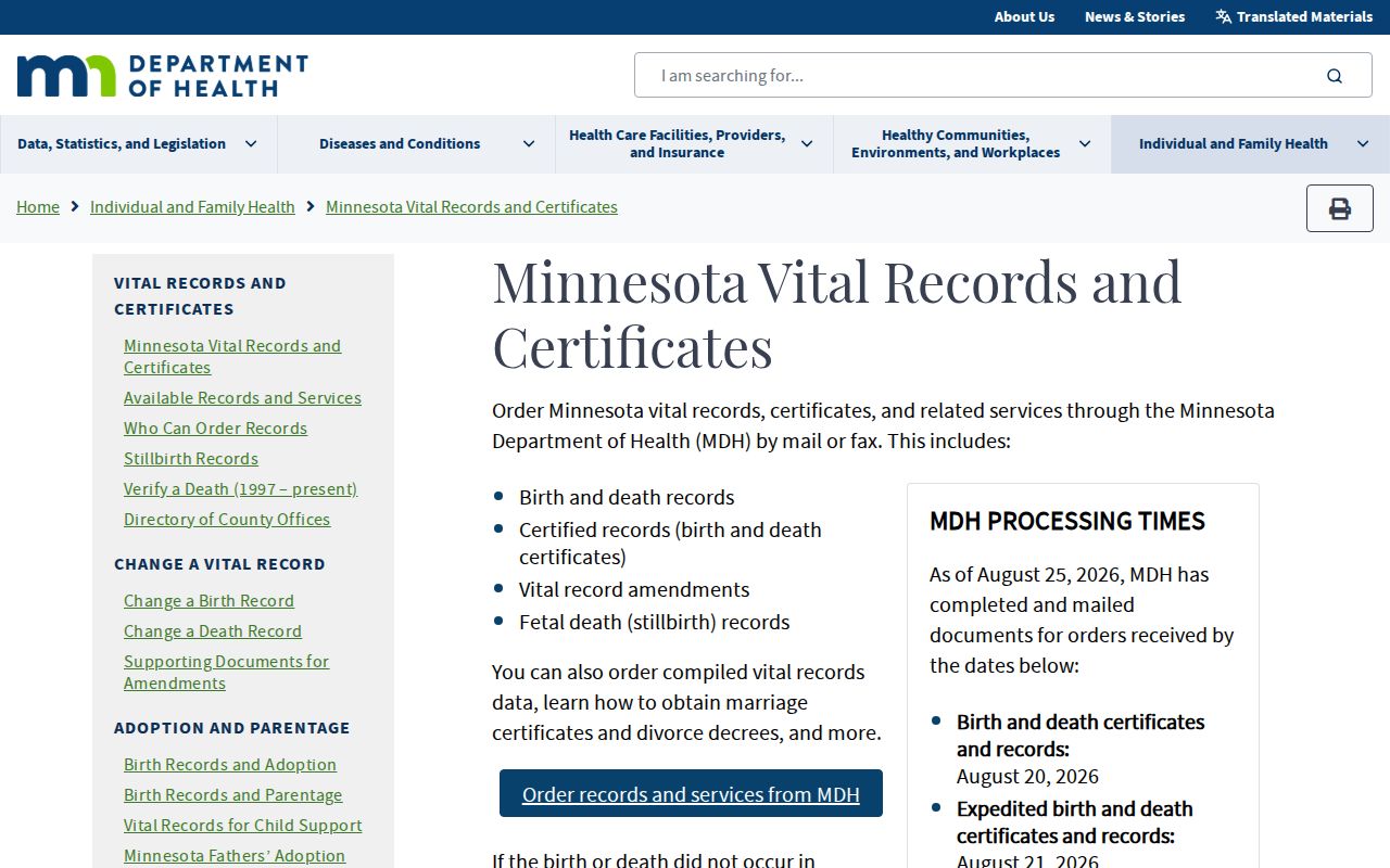 Austin residents directory Minnesota vital records access
