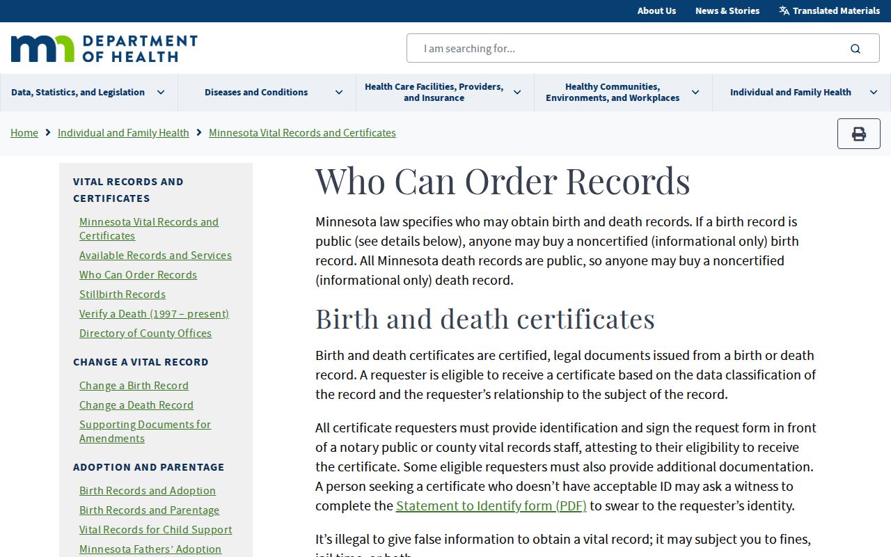 Austin resident lookup and Minnesota vital-record tangible-interest guidance