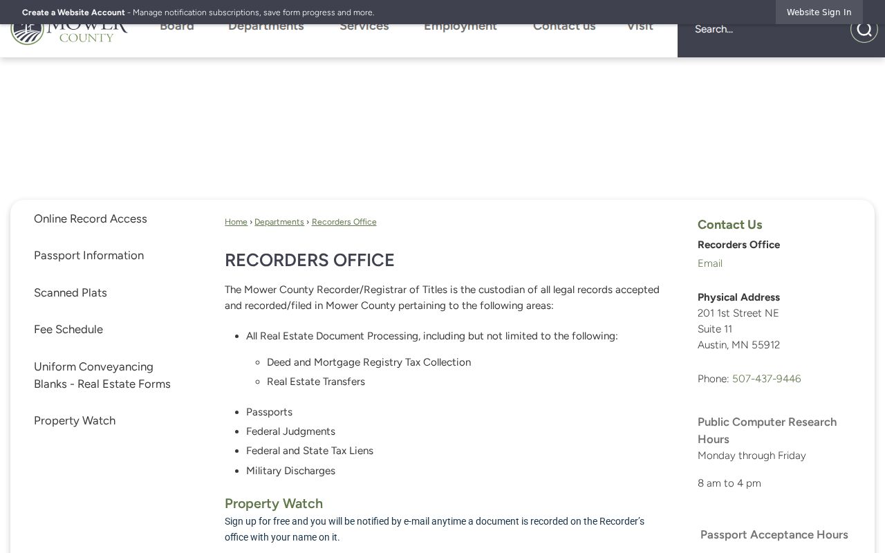 Austin street directory Mower County Recorder office